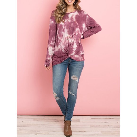Marsala Ivory Tie Dye Top {Perfect Peach} - Picture 3 of 5